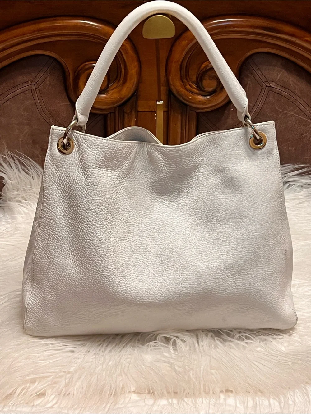 Mark & Graham ivory Pebbled Leather Hobo Bag